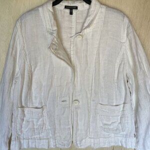 Eileen Fisher Womens Shirt Jacket Coat Sweater Linen Top Linen Size Large